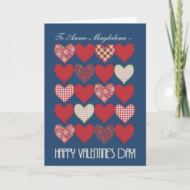 La carte de Valentine à personnaliser, Coeurs, Ros (Devant)