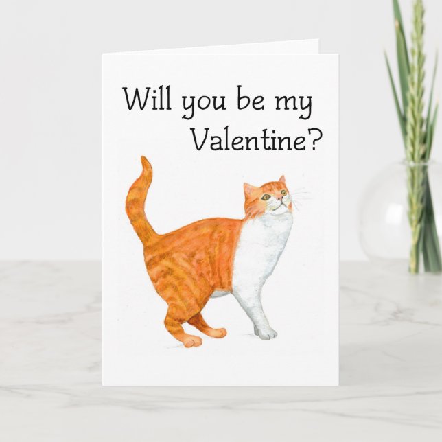 La carte de Valentine de chat de gingembre (Devant)