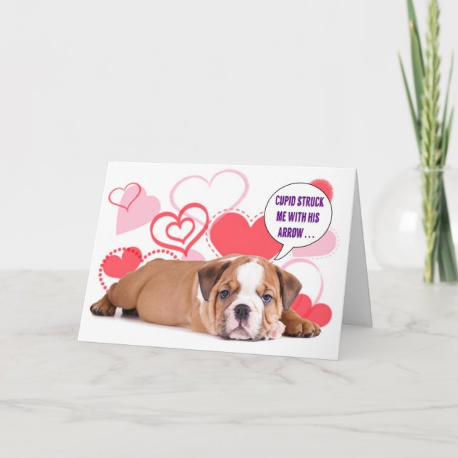 La carte de Valentine de chiot de bouledogue (Devant)