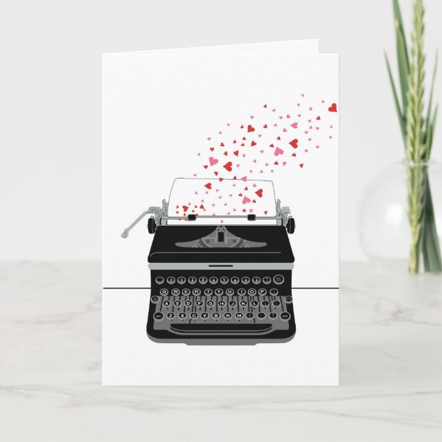 La carte de Valentine - rétro machine à écrire (Devant)