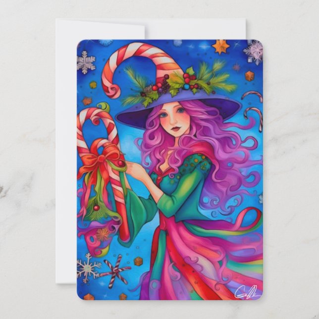 La carte de vœux de Noël 4 design de la sorcière d (Devant)