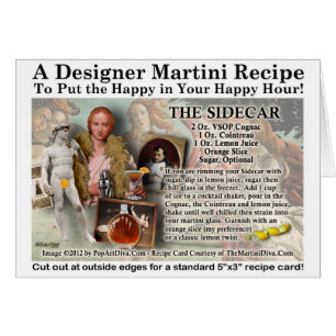 La carte de vœux de recette de cocktail Sidecar