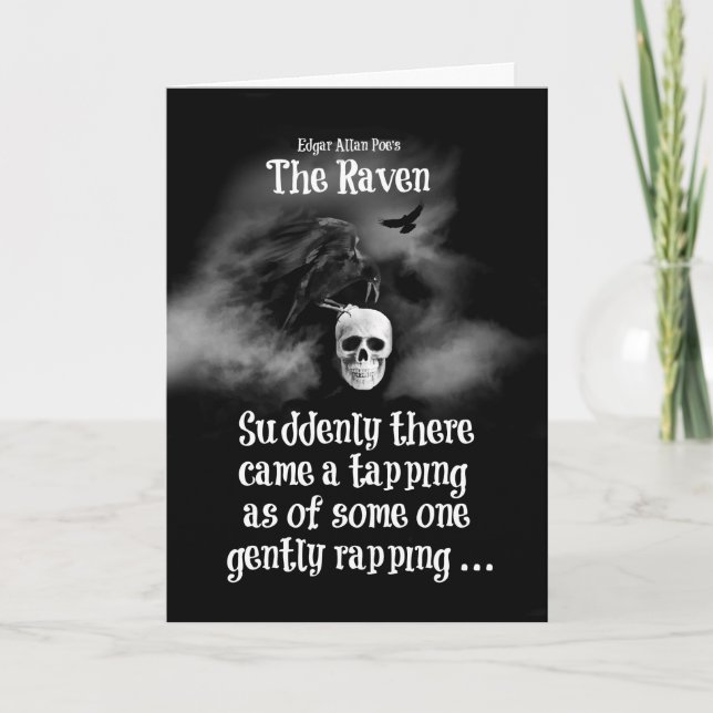 La carte d'Halloween gothique du corbeau d'Edgar A (Devant)