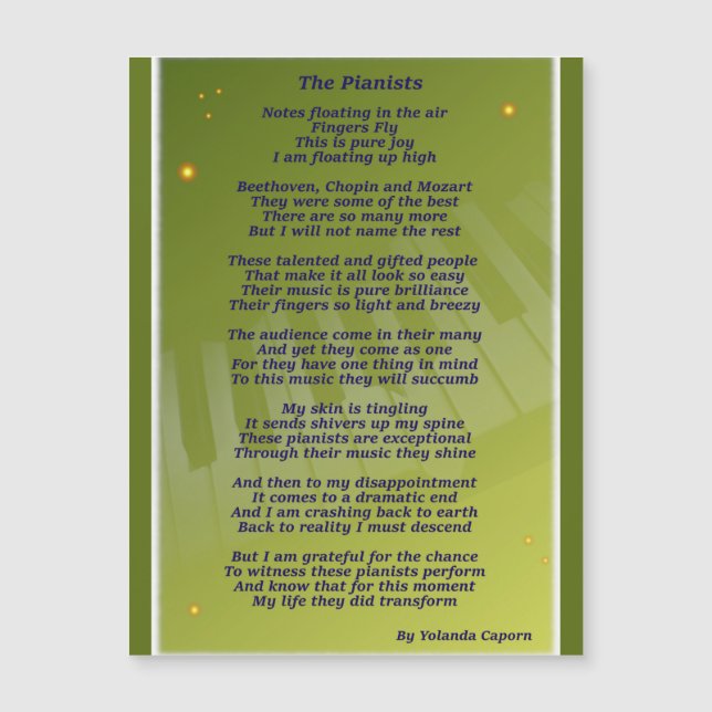 La carte magnétique des pianistes (Devant)