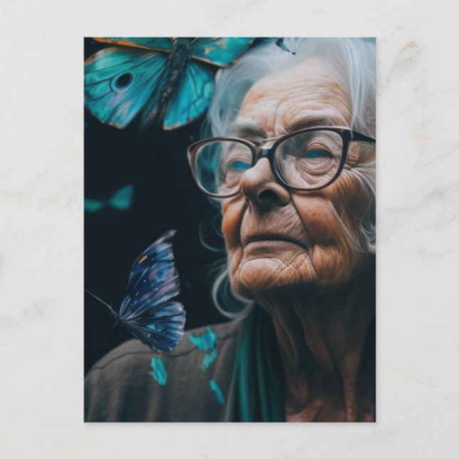 La carte postale de la vieille femme avec des papi (Devant)