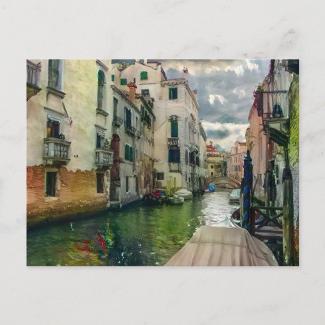 La carte postale de peinture du canal vénitien (Devant)