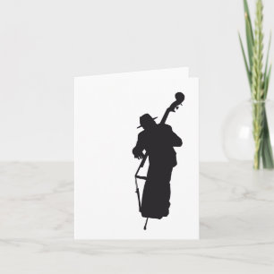 la carte postale silhouette double bass player