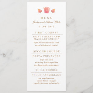 La carte rose de menu de mariage de tulipe