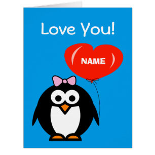 La carte surdimensionnée d'amour avec le pingouin
