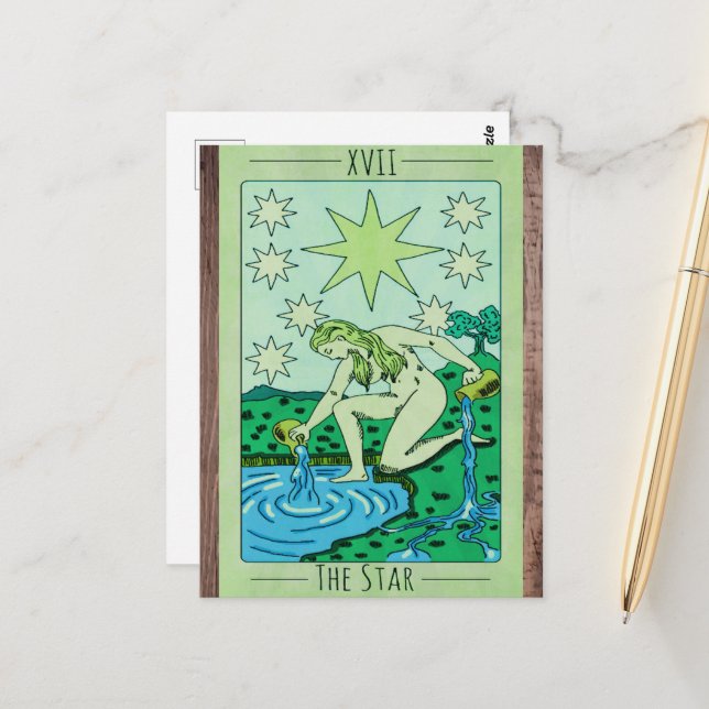 La carte tarot Star XVII arcana majeure (Devant/Arrière en situation)