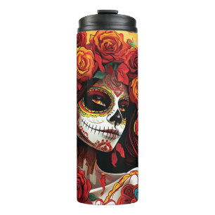 La Catrina Calavera Day of the Dead Halloween  Thermal Tumbler