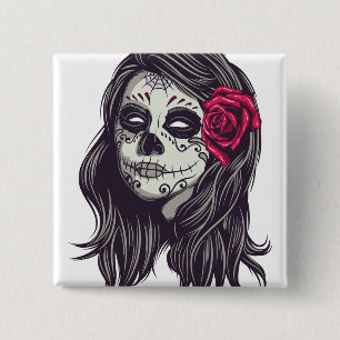 La Catrina - Dia De Los Muertos 2 Inch Square Button