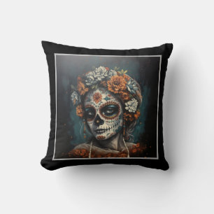 La Catrina Eternal Spirit Dia de los Muertos Throw Pillow