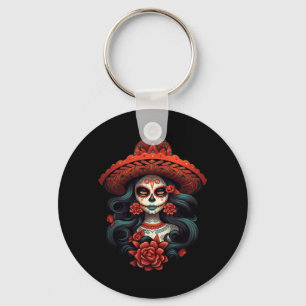 La Catrina Sugar Skull Day Of Government Agencyd Keychain