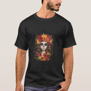 La Catrina Sugar Skull Floral Women T Shirt