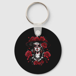 La Catrina Women Dia De Los Muertos Latina Cinco D Keychain