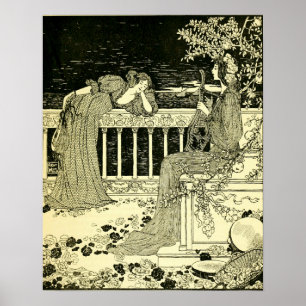 La Chanson in The Savoy by Aubrey Beardsley 1896 Poster