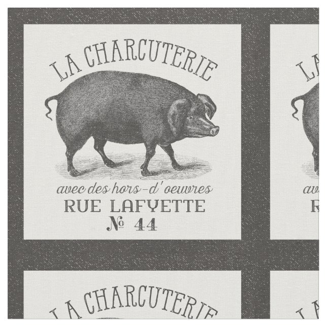 LA CHARCUTERIE Pig Vintage French Fabric (Close Up)