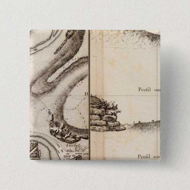 La Charente Atlas Map 2 Inch Square Button (Front)