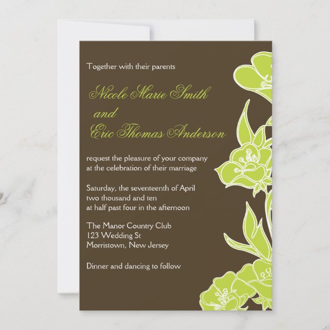 La Chartreuse et les invitations Brown de mariage  (Devant)