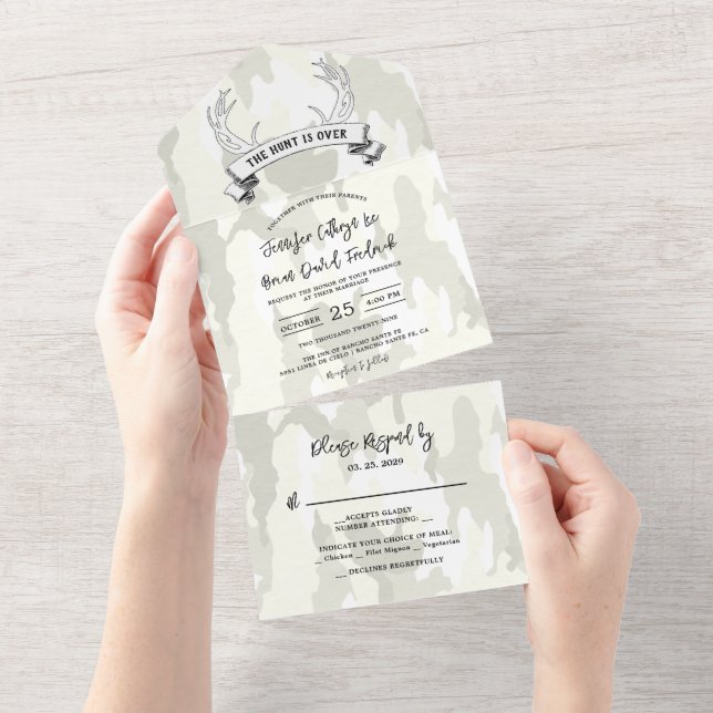 "La chasse est finie" Rustic Camo Faire-part de ma (Déchirure)