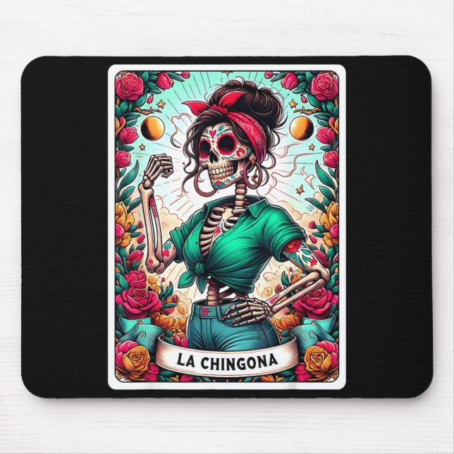 La Chingona Tarot Card Day Of The Dead Dia De Los  Mouse Pad (Front)