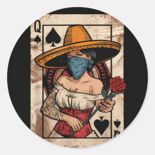 La chingona tarot card funny spanish slang latina classic round sticker