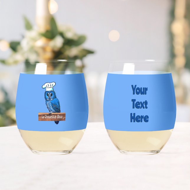 La Chouette Bleue Cafe Stemless Wine Glass (Insitu (Wedding))