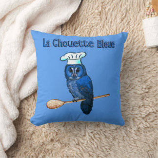 La Chouette Bleue Cafe Throw Pillow
