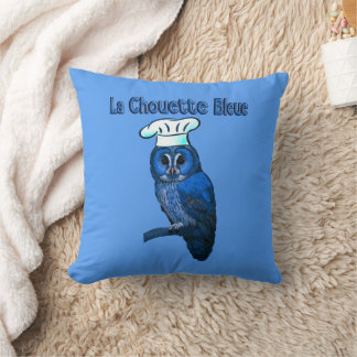La Chouette Bleue Cafe Throw Pillow