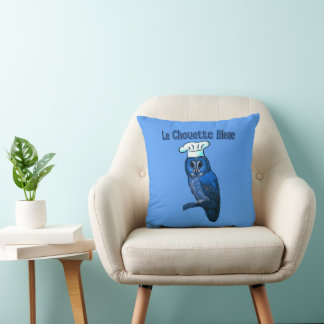 La Chouette Bleue Cafe Throw Pillow