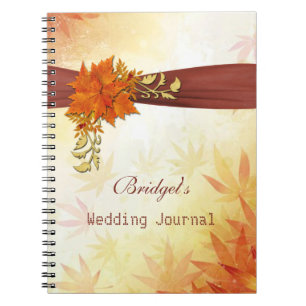 La chute brune orange laisse le carnet de wedding