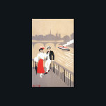 La Cite Art Deco Scene Canvas Print<br><div class="desc">La Cite Art Deco Scene of Couple Watching Riverboat - Paris,  France  was created in 1912. This image depicts scenes from Paris,  France.</div>