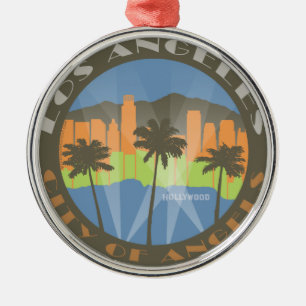 LA City of Angels Beachy Metal Ornament