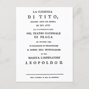 La Clemenza di Tito Libretto title page Postcard