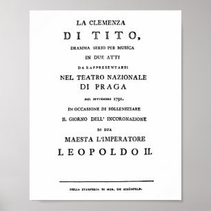 La Clemenza di Tito Libretto title page Poster