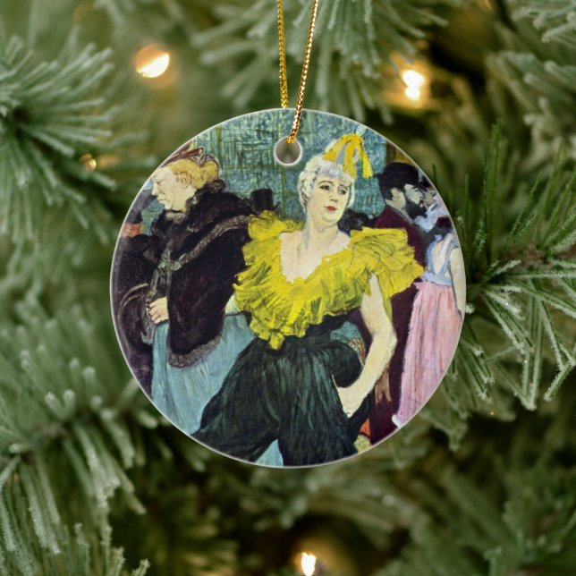 La Clownesse (Clown) Cha-U-Kao by Toulouse Lautrec Ceramic Ornament (Tree)