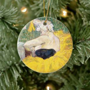 La Clownesse (Clown) Cha-U-Kao by Toulouse Lautrec Ceramic Ornament