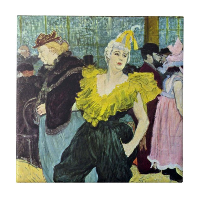 La Clownesse (Clown) Cha-U-Kao by Toulouse Lautrec Tile (Front)