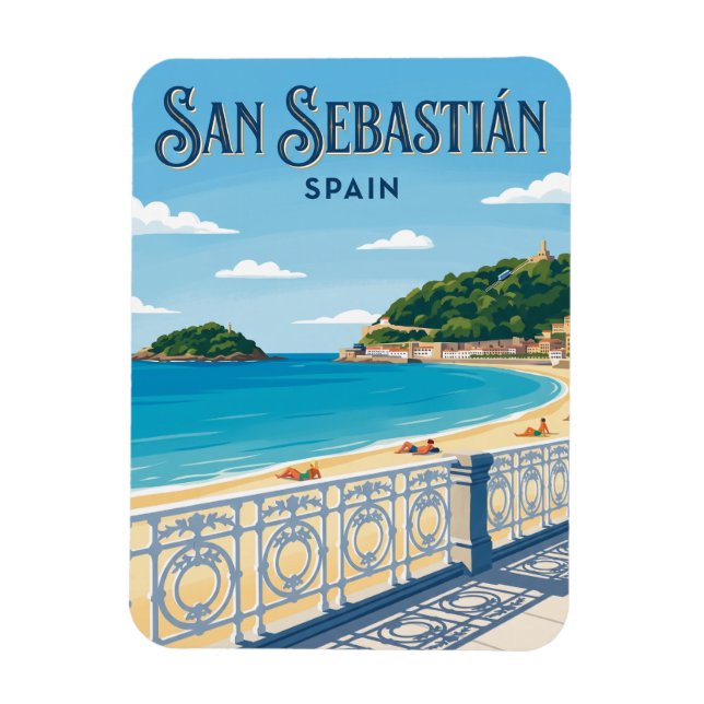 La Concha Beach Spain Magnet (Vertical)