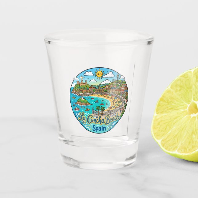 La Concha Beach Spain Shot Glass (Front)
