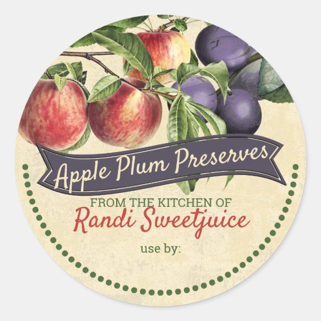 La confiture de prune pomme conserve le étiquette  (Devant)