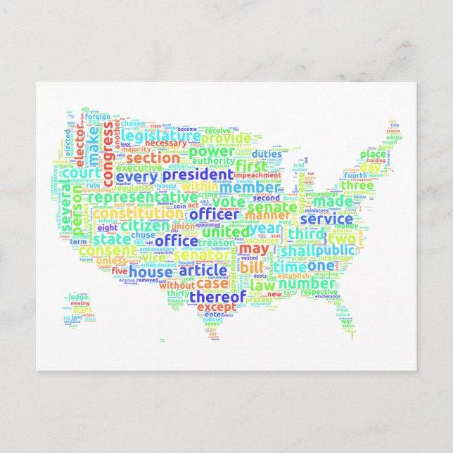 La Constitution des États-Unis Carte du nuage sur  (Devant)