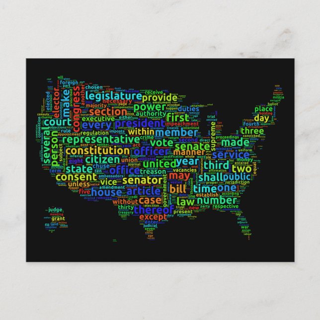 La Constitution des États-Unis Carte du nuage sur  (Devant)