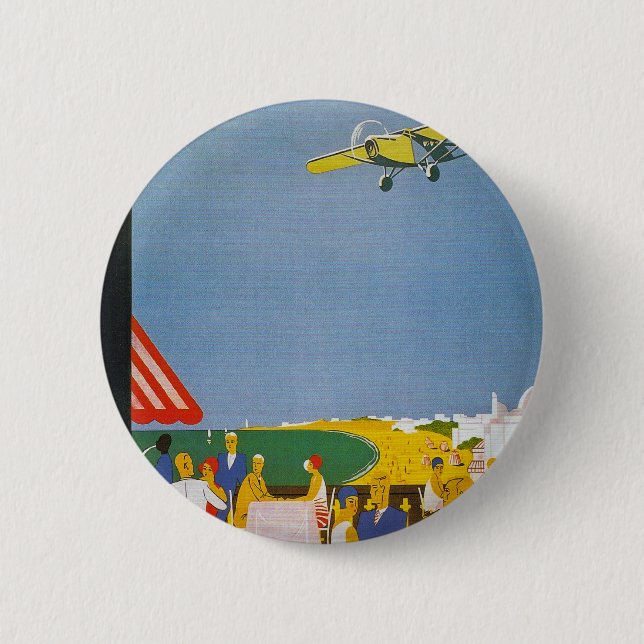 La Cote Basque Par Avion 2 Inch Round Button (Front)