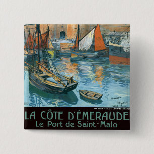 La Côte d' Émeraude 2 Inch Square Button