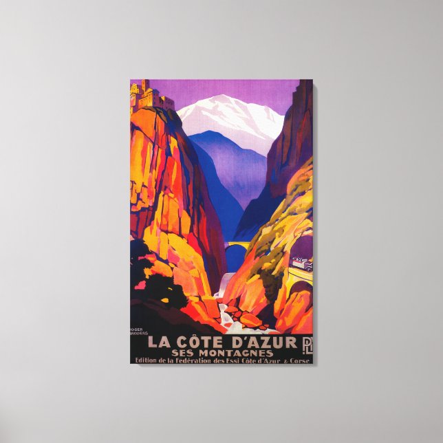 La Cote D'Azur Vintage PosterEurope 2 Canvas Print (Front)