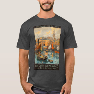 La Cote dx27Emeraude Port of Saint Malo Vintage Fr T-Shirt