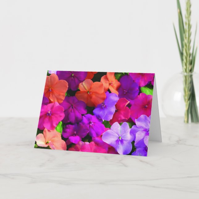 La couleur multi fleurit la carte - blanc (Devant)