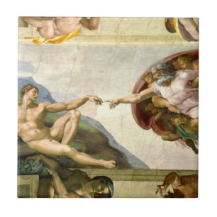 La création d'Adam par le carreau de céramique d